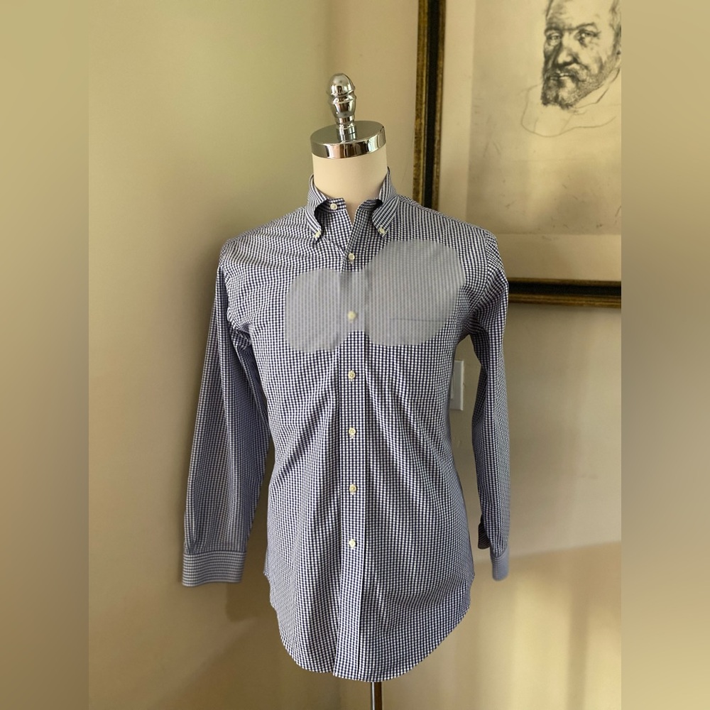 Brooks Brothers Gingham Check Button Down Sport Shirt Size 15.5/33
